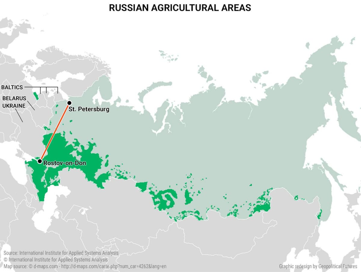 kaart van de russische landbouw
