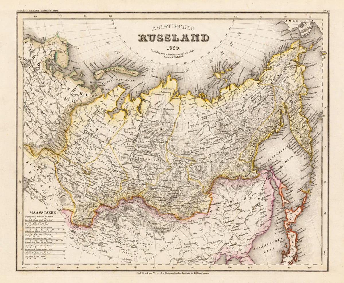 oude kaart van Rusland