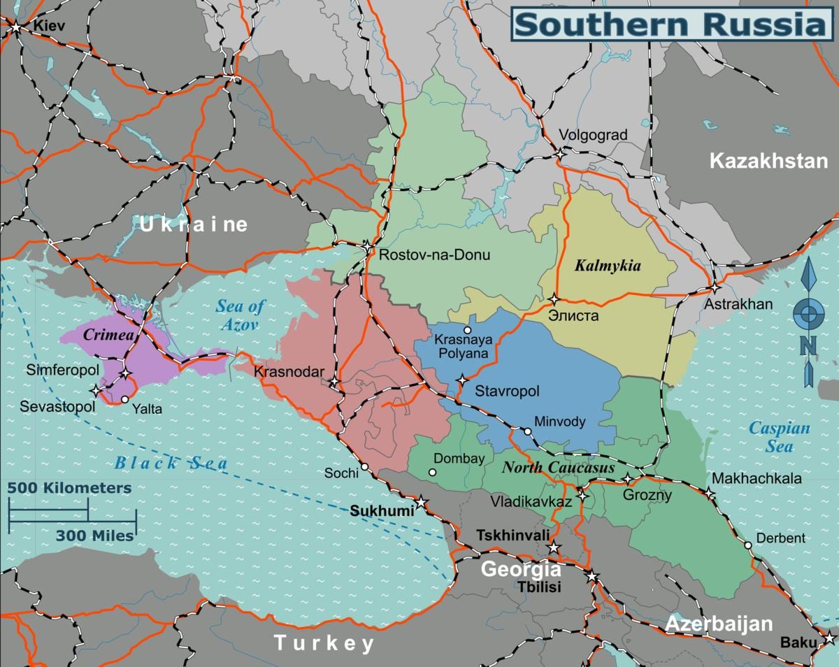 kaart van zuid-Rusland