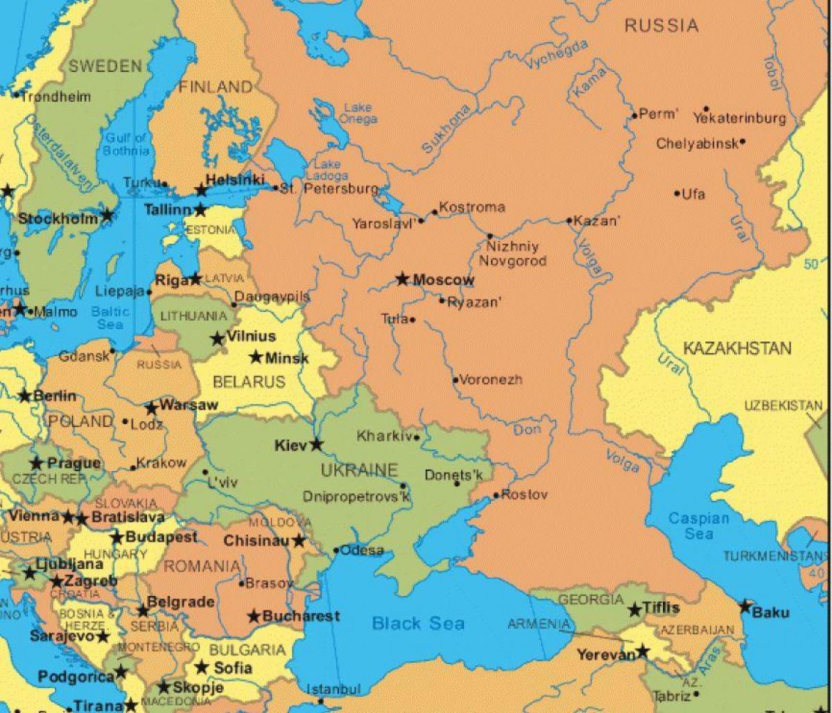 oost-europa en Rusland kaart