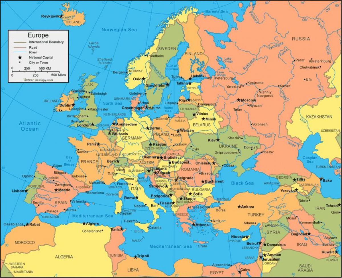 Kaart Van Rusland En Europa - Rusland-Kaart Van Europa (Oost-Europa - Europa )