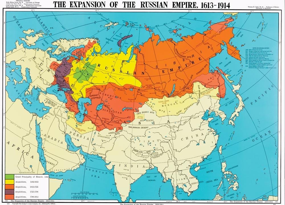kaart van Rusland 1914