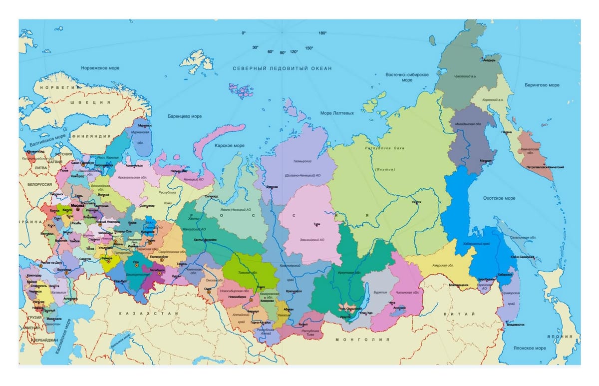 Rusland kaart regio ' s