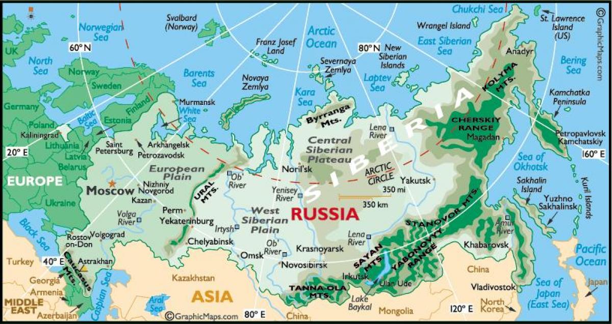 kaart van Rusland reizen
