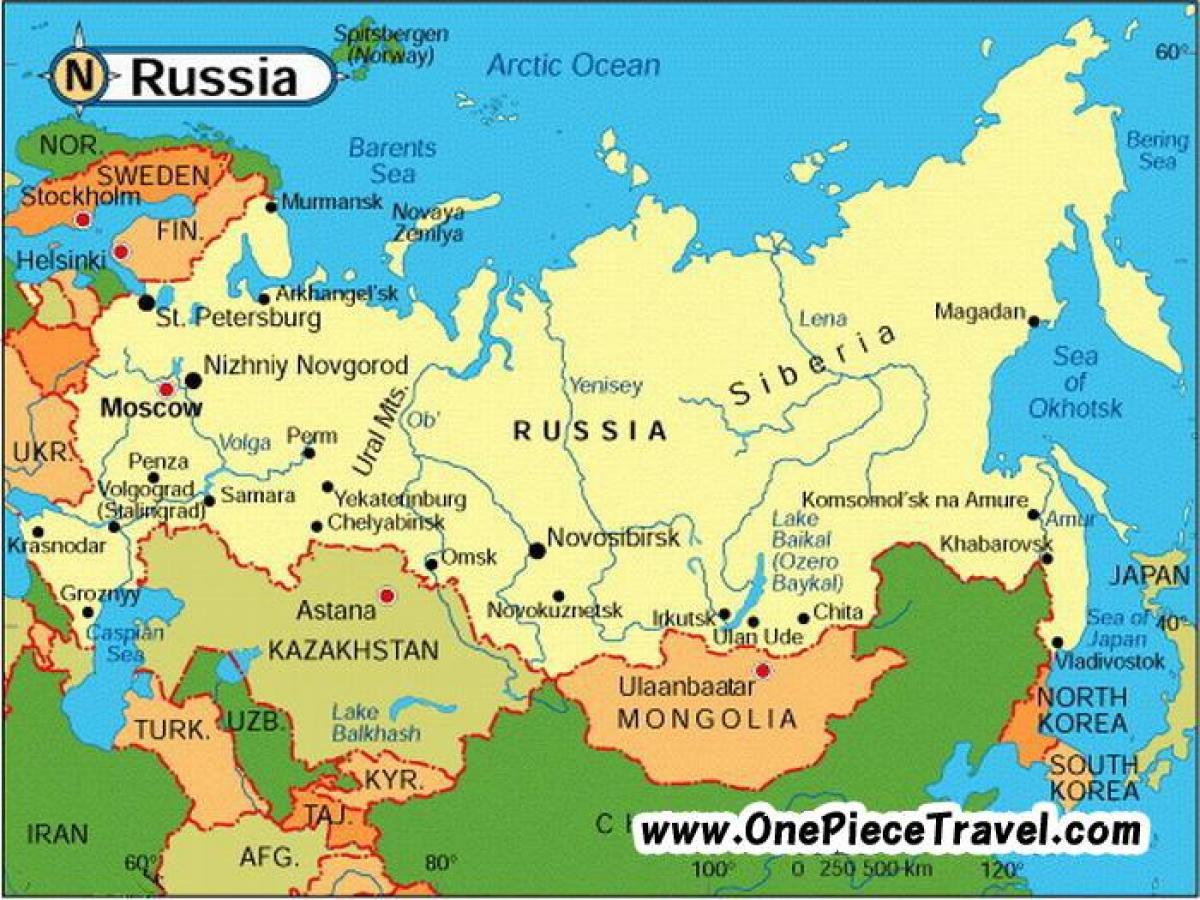 toeristische kaart van Rusland