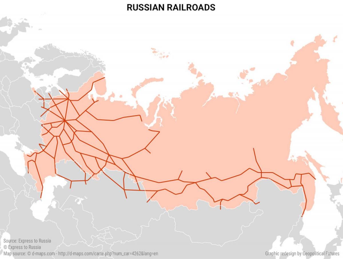 kaart van Rusland transporten