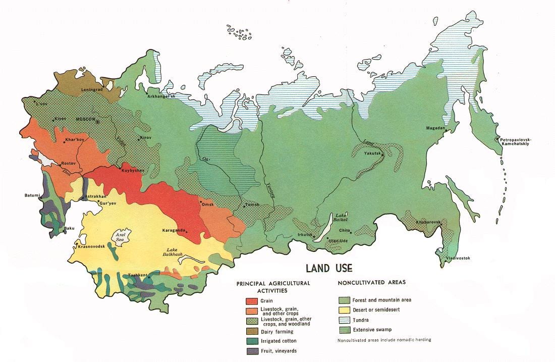 Russische natuurlijke hulpbronnen kaart
