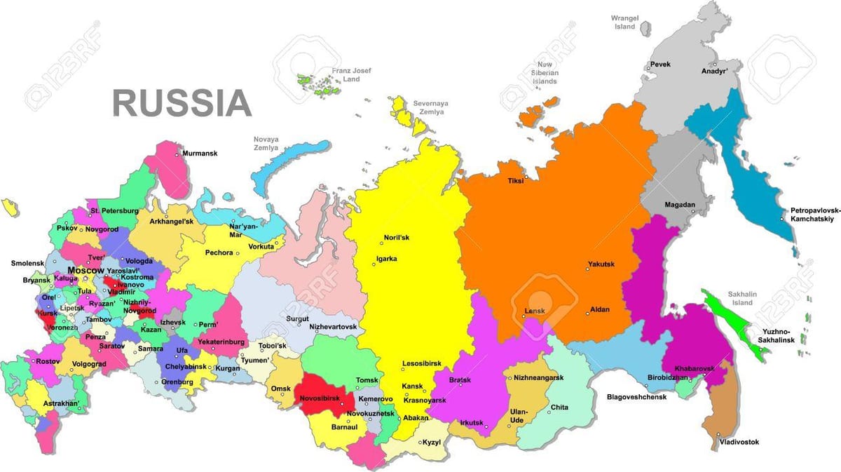 kaart van de russische federatie