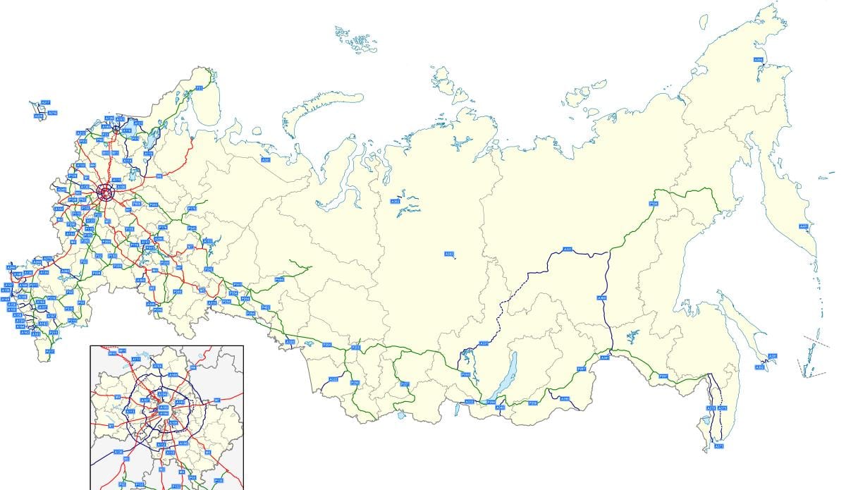 kaart van de russische snelweg