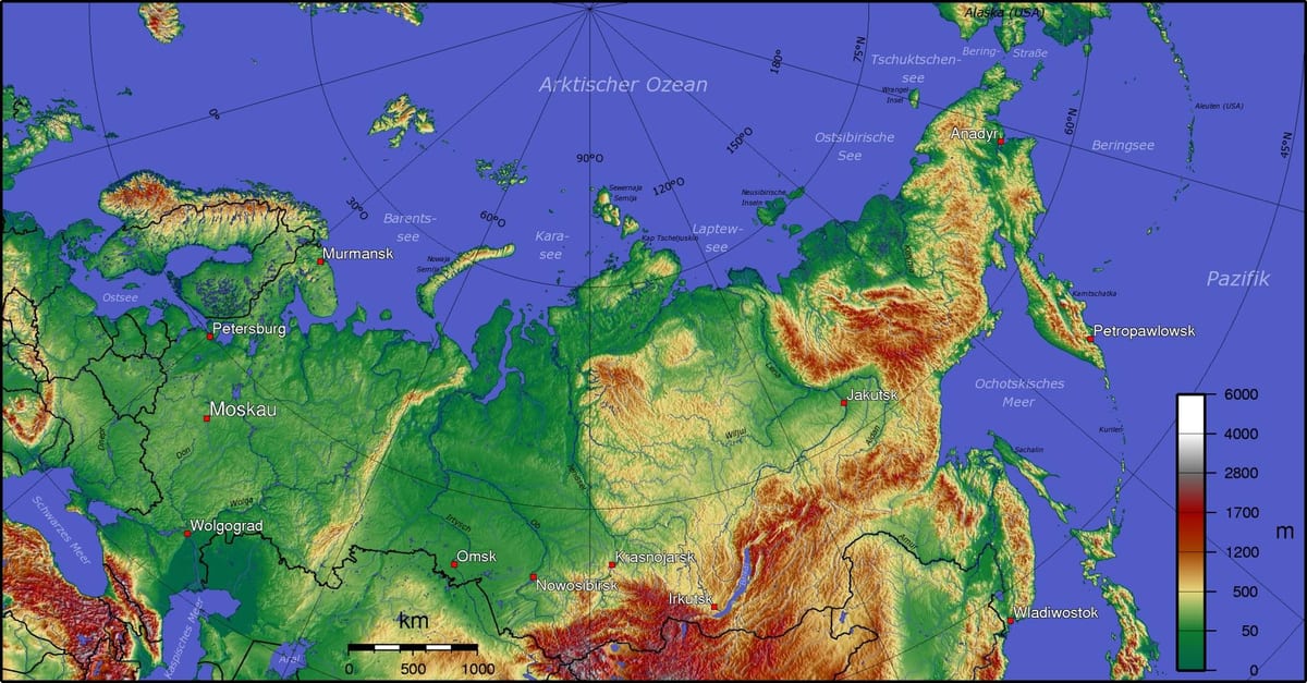 topografische kaart van Rusland