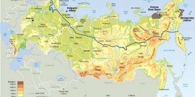 Fysieke kaart Rusland
