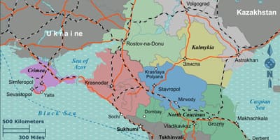 Kaart van zuid-Rusland