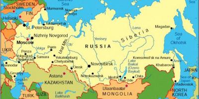 Rusland en de omringende landen in kaart