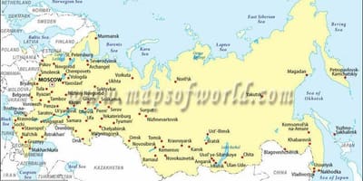 Kaart van Rusland en steden