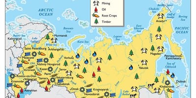 Bron kaart van Rusland