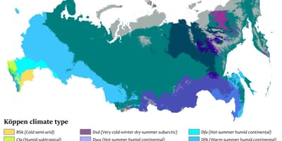 Kaart van Rusland regen