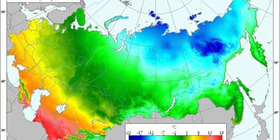Kaart van Rusland temperatuur